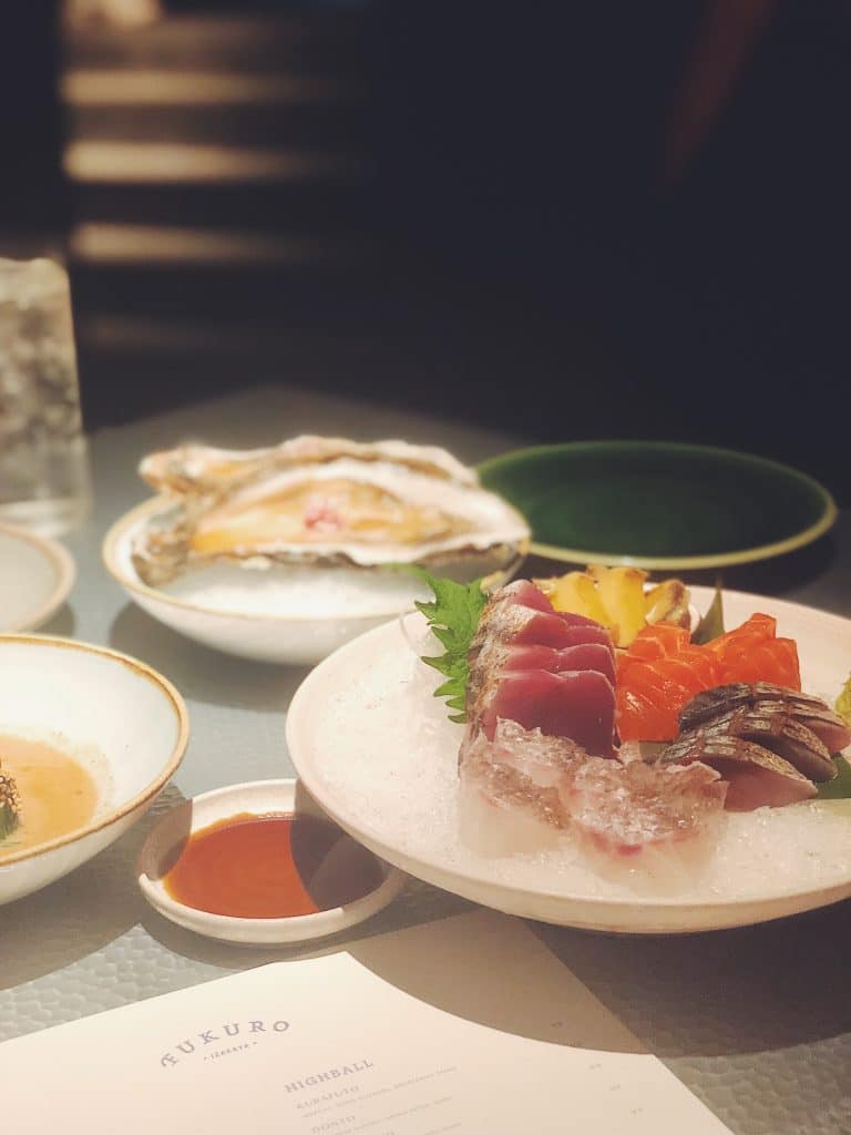 fukuro oysters and sashimi