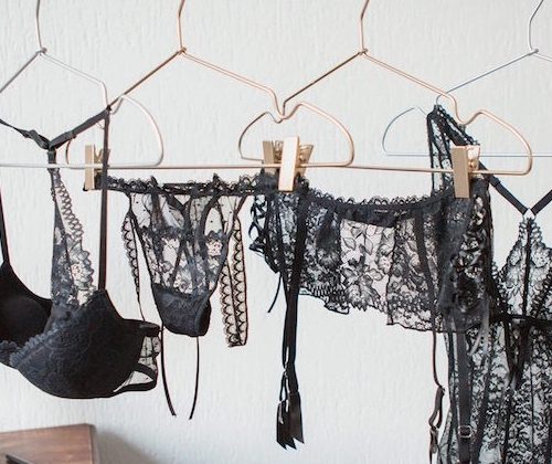 lingerie hanging on a rail