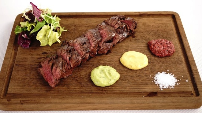 grilled hanger steak 3 mustards