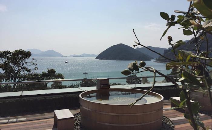 hot tub looking out over hong kong ocean