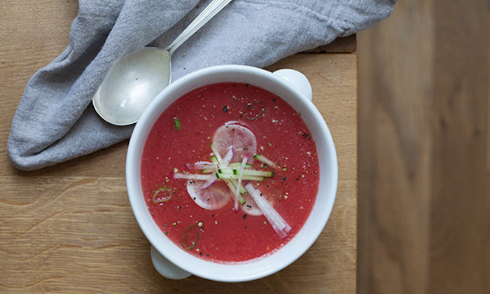 Tomato soup in a bowl