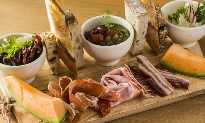 A selection of cold cuts and bread