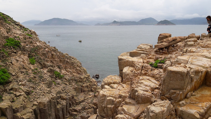 a view of the sea from some rocks