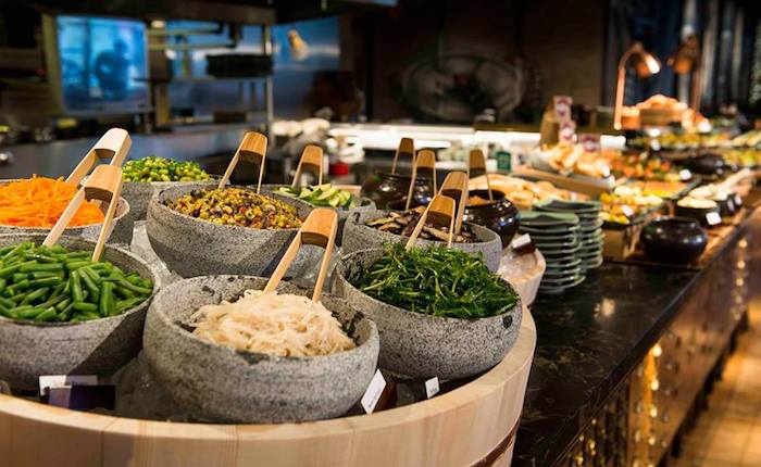 build your own bimbap station at jinjuu weekend brunch