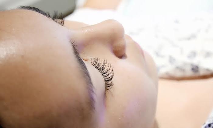 a close up of eyelash extensions