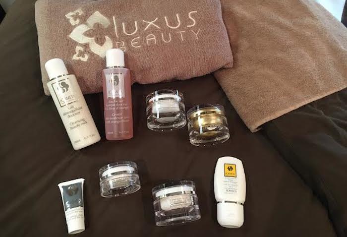 a flatlay of treatment products used for the gold shining facial