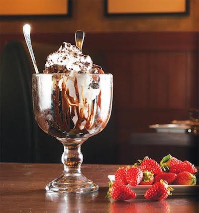 american style ice cream fudge sundae 