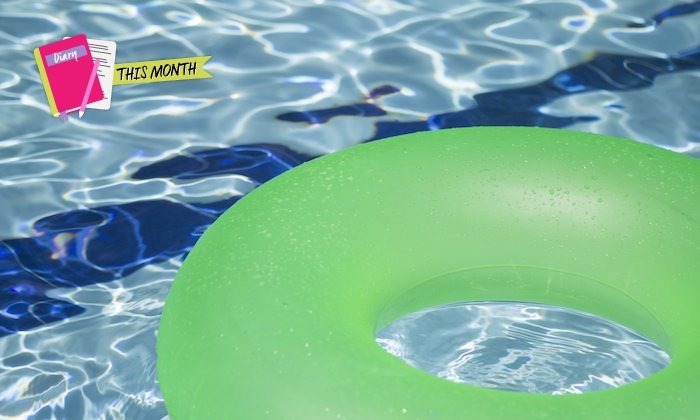 a rubber ring floating in a swimming pool