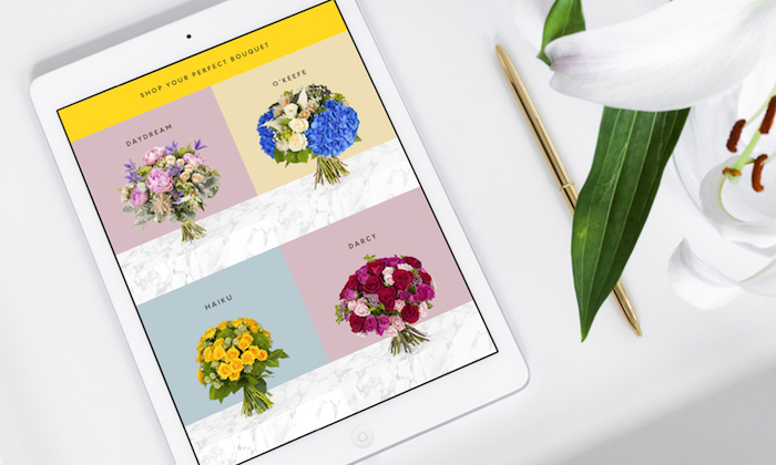 an ipad showing flower options 