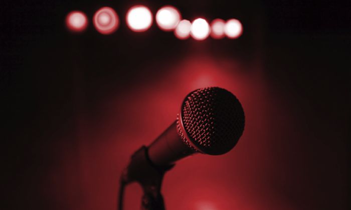 a red microphone