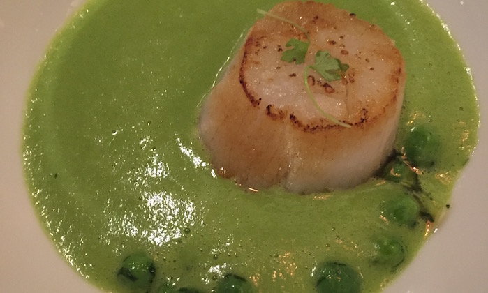 Scallop and pea soup from the drawing room