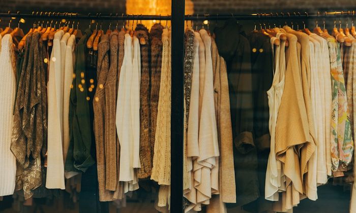 coats hanging on a rack