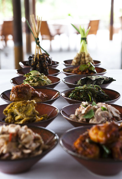 a selection of dishes at the aliila ubud resort