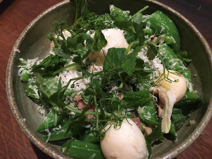 salad with quail's egg at nate green's restaurant