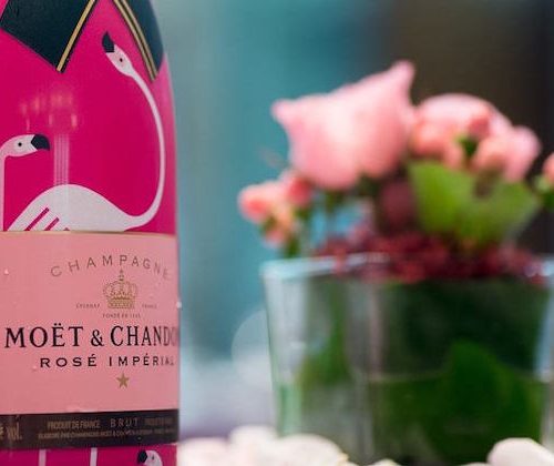 pink flamingo moet bottle at WHISK