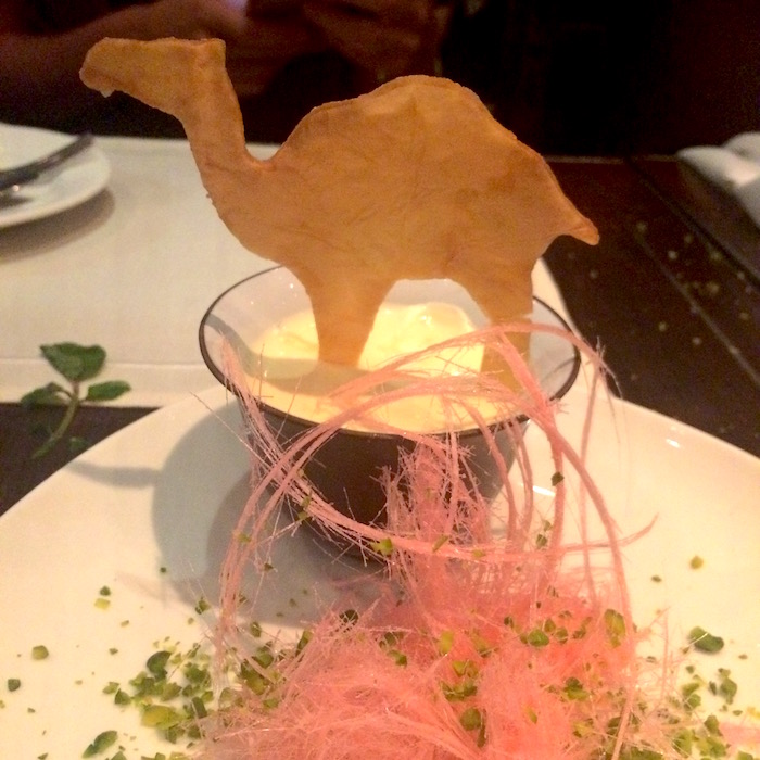 dessert and a camel shaped crisp