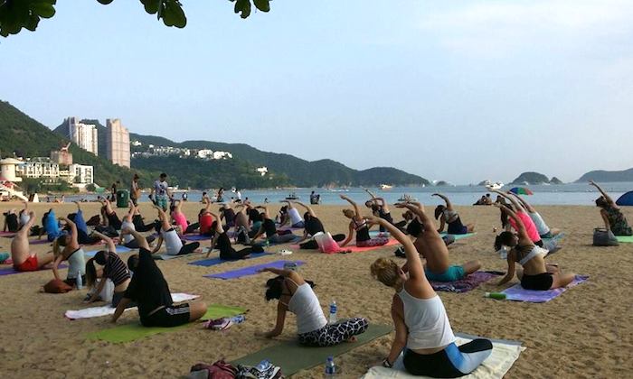 yoga on repulse bay beach