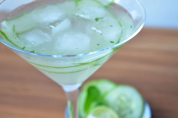 cucumber mint gimlet cocktail