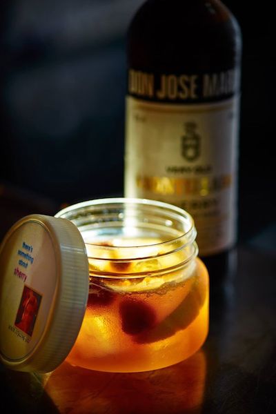 sherry cocktail in a mason jar