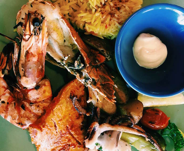 seafood platter with prawns and lobster