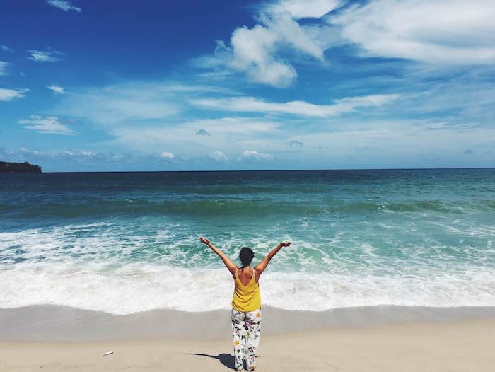 girl at the beach in phuket thailand