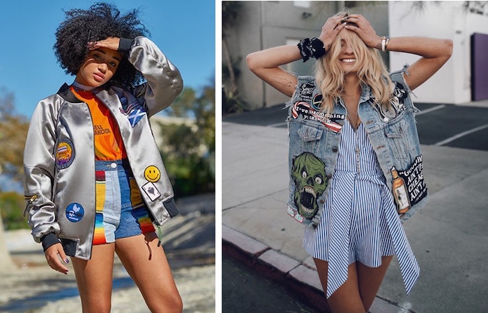 collage of girls in denim jackets