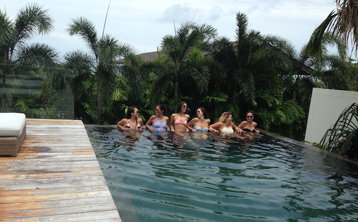 girls in a swimming pool