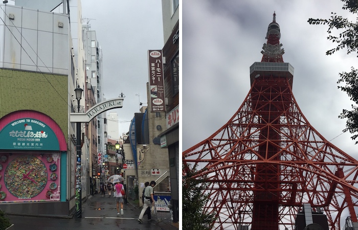 collage of tokyo tower and harajuku district 