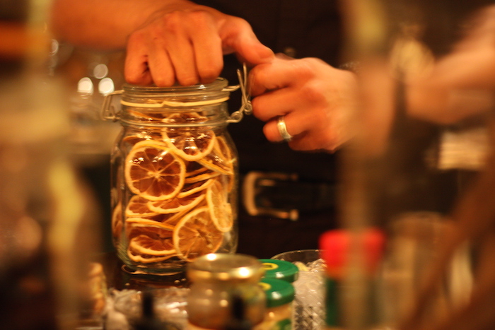 orange slices in a jar