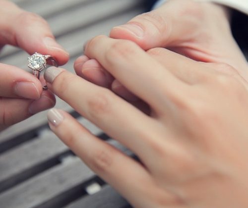 woman putting a ring on her finger