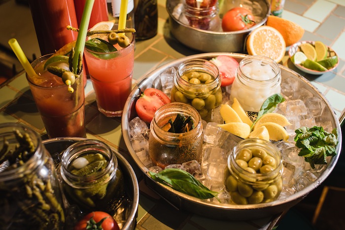 build-your-own bloody mary station at mrs pound
