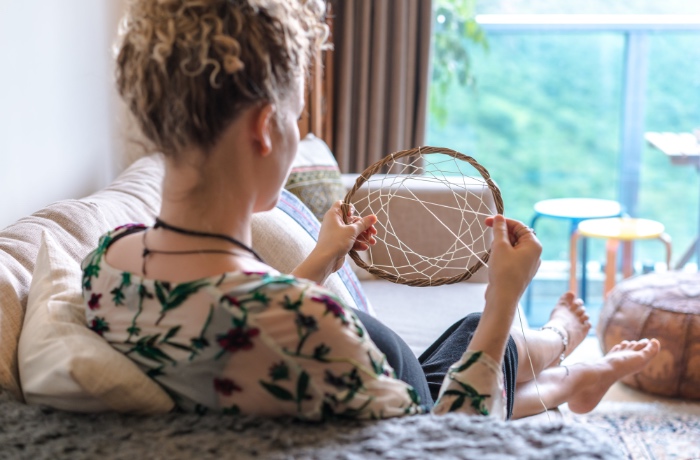 weaving a dream catcher