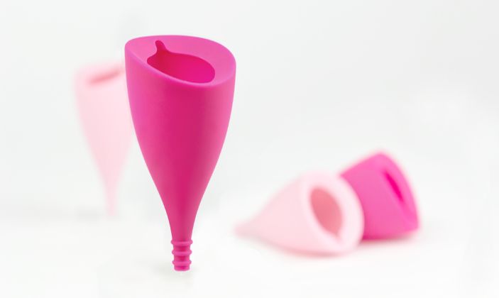 pink menstrual cups