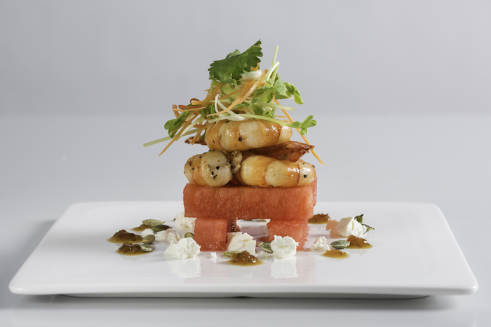 prawn feta and watermelon