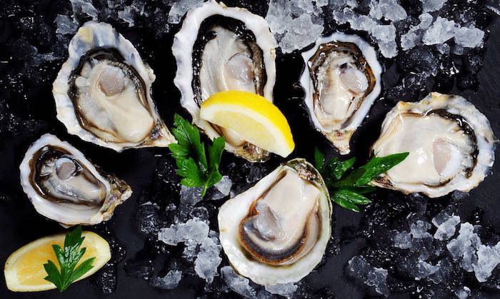 fresh oysters and lemon