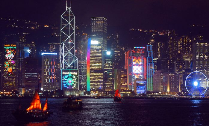 hong kong skyline lights