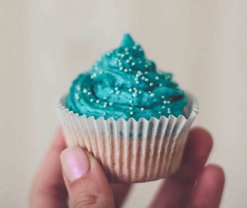 cupcake with blue frosting
