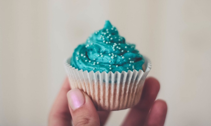 cupcake with blue frosting