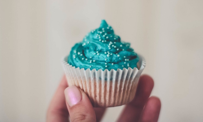 cupcake with blue frosting