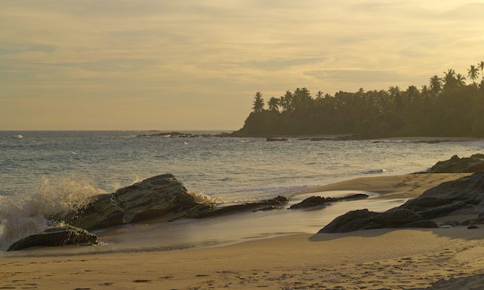 amanwella beach at dusk