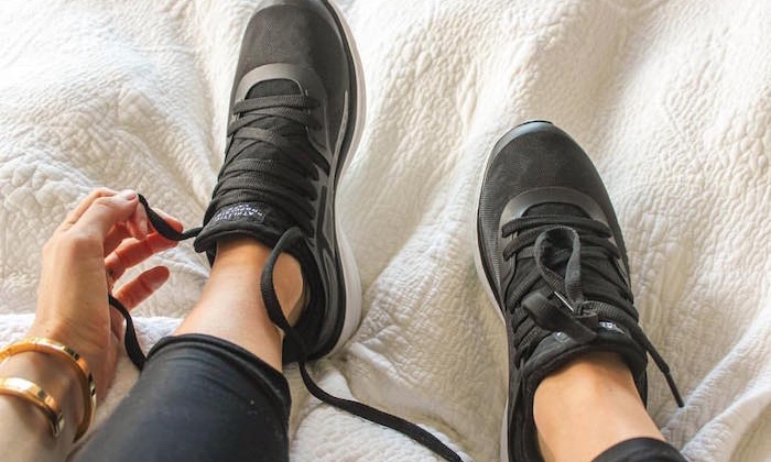 Black trainers with laces