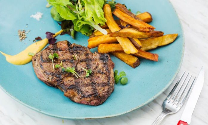 steak and chips from feather and bone