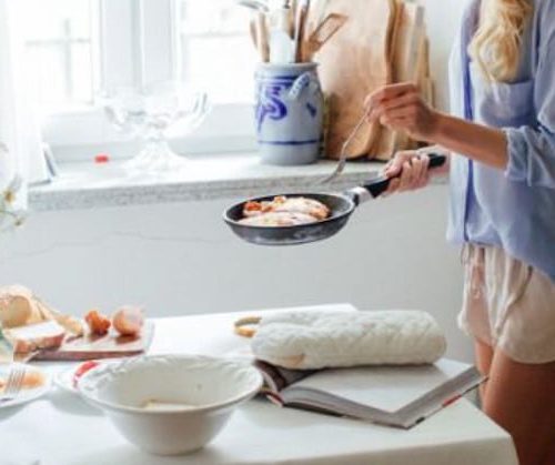 serving dinner from a pan