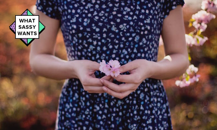 woman in a floral dress