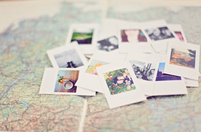 map and polaroids