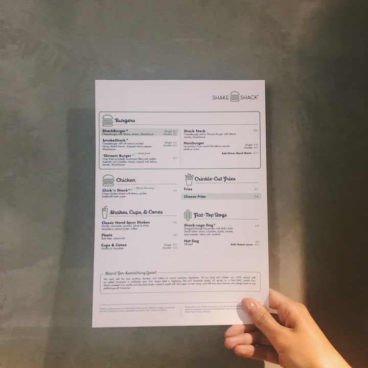 shake shack hong kong menu