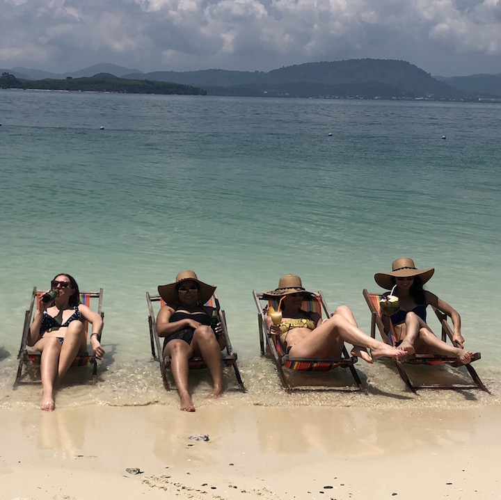 Girls holiday on the beach in Thailand