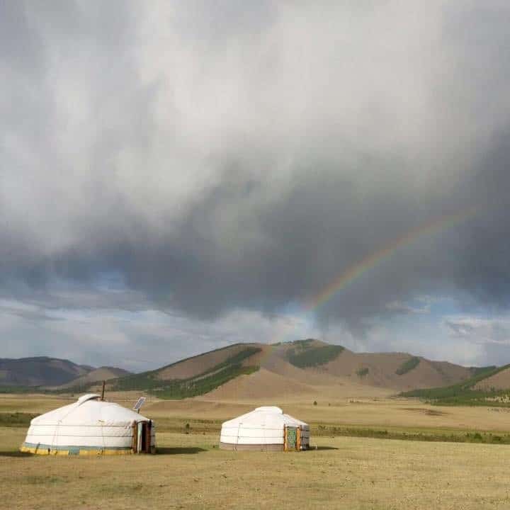 travel mongolia jalman meadows ger camp rainbow