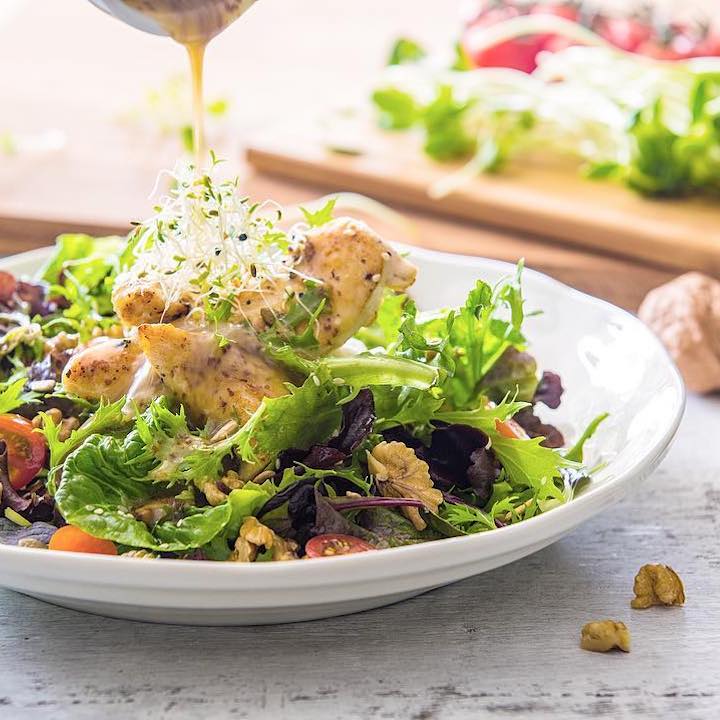 diet healthy skin nutrition protein chicken walnut salad cedele