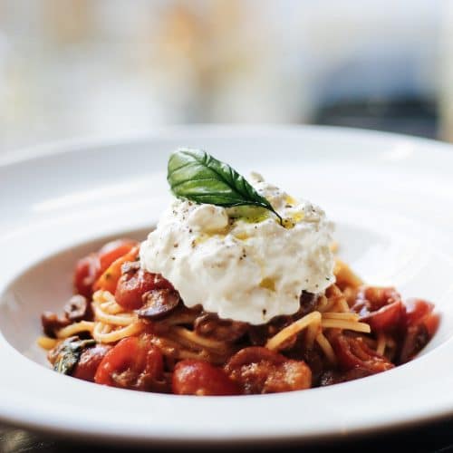 Spaghetti Recipe With Fresh Cherry Tomatoes And Burrata